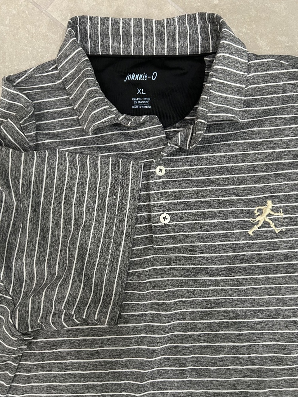Johnnie-O Wake Forest logo Men XL grey performance fabric polo golf shirt EUC